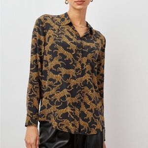RAILS Kate Silk Shirt in Lynx Blouse Large
